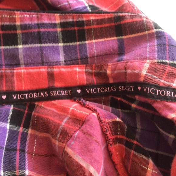 VICTORIAS SECRET FLANNEL SLEEP SHIRT MEDIUM - Picture 7 of 11